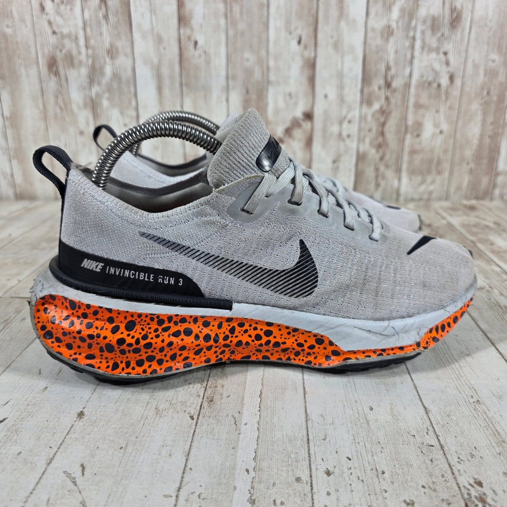 Nike Invincible Run 3 Womens 7 Grey Orange Safari Print Running Shoes FV2304-900